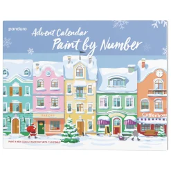 Adventskalender Paint by number/mal efter tal, 25×28 cm + 24 farver og 3 pensler