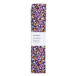 Afklippet stofstykke 100×70 cm – små blomster på lilla baggrund