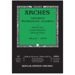 Arches akvarelblok GF, CP, A5 – 148×210 mm, 12 ark, 300 g/m²