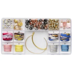 Armbåndskit, alt til stofarmbånd – bling, perler, kvaster og sløjfer!