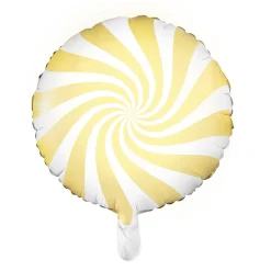Ballon Ø35 cm – hvid ballon med gul hvirvel/ swirl