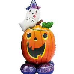 Ballon glad græskar og spøgelse 70×142 cm – perfekt til halloweenfesten