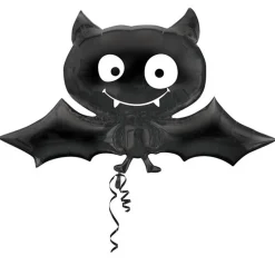 Ballon med stor, sort flagermus 104×60 cm – perfekt til halloweenfesten