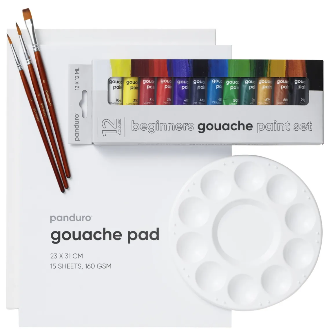 Beginners Gouache Kit, alt til nybegynderen, som vil begynde at male med gouachefarve