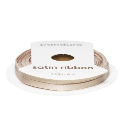 Beige satinbånd – 3 mm bredt og 8 meter langt