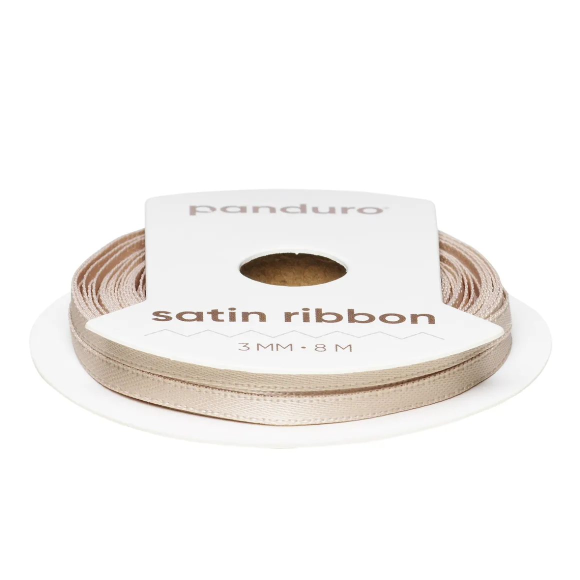 Beige satinbånd – 3 mm bredt og 8 meter langt