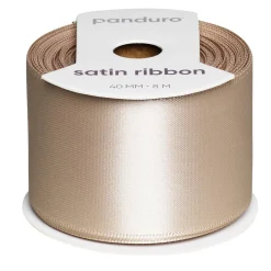 Beige satinbånd – 40 mm bredt og 8 meter langt
