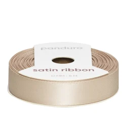 Beige satinbånd – 12 mm bredt og 8 meter langt