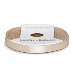 Beige satinbånd – 6 mm bredt og 8 meter langt