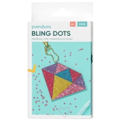 Bling Dots Diamant nøglering kit – lav en farverig diamant med perler, 10×8 cm