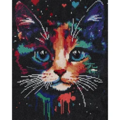Bling Dots, diamond painting til børn 8+ år, selvlysende kat 30×40 cm