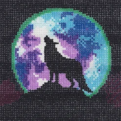 Bling Dots Glow In The Dark, diamond painting for børn 6+ år, selvlysende ulv 20×20 cm