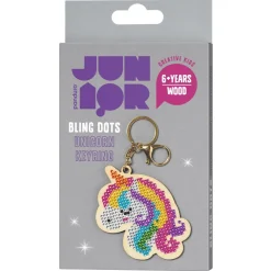 Bling Dots Unicorn nøglering kit – lav en sød enhjørning i perler, 7,5×10,5 cm