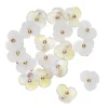 Blomsterformede knapper hvide og transparent iriserende 18 stk. Ø11 mm