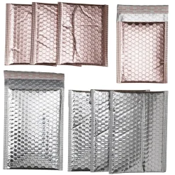 Bobleplastposer i metallicfarver, 8 stk. 150×105 mm / 200×125 mm, 4 af hver