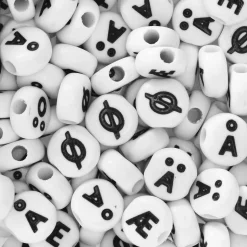 Bogstavperler 100-pak med sorte bogstaver – Å, Ä, Ö, Æ, Ø