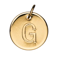Bogstavvedhæng cirkel G – Ø12 mm, messing, belagt med 9 karat guld