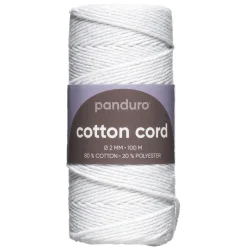 Bomuldssnor 2 mm/100 m hvid