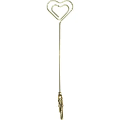 Bordkortholder hjerte af guldfarvet metal med klemme, L: 15 cm