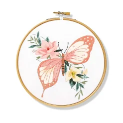 Broderikit blooming butterfly Ø20 cm – alt til at brodere en blomstrende sommerfugl