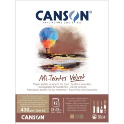 Canson Mi-Teintes Velvet pastelblok Brown Tones, 24×32 cm, 12 ark, 430 g/m²