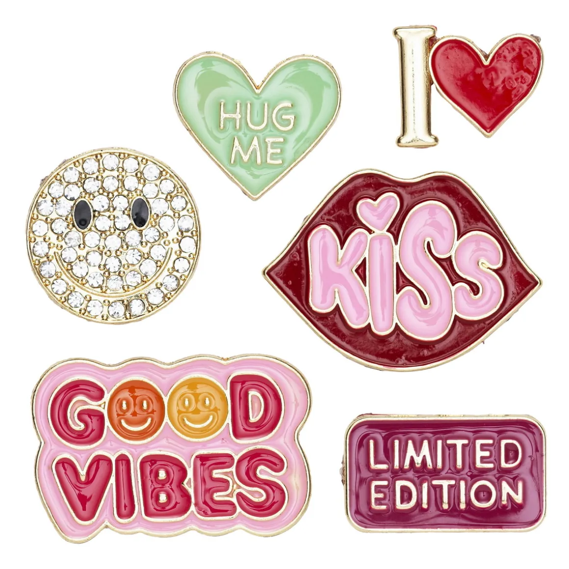 Charm Stickers Good Vibes, 6 stk. klistermærker med motiver af metal