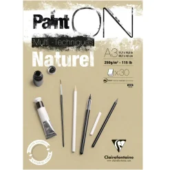 Clairefontaine Paint ON Multi Techniques blok A3 (297×420 mm), 30 naturfarvede ark, 250 g/m²