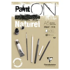 Clairefontaine Paint ON Multi Techniques blok A5 (148×210 mm), 30 naturfarvede ark, 250 g/m²