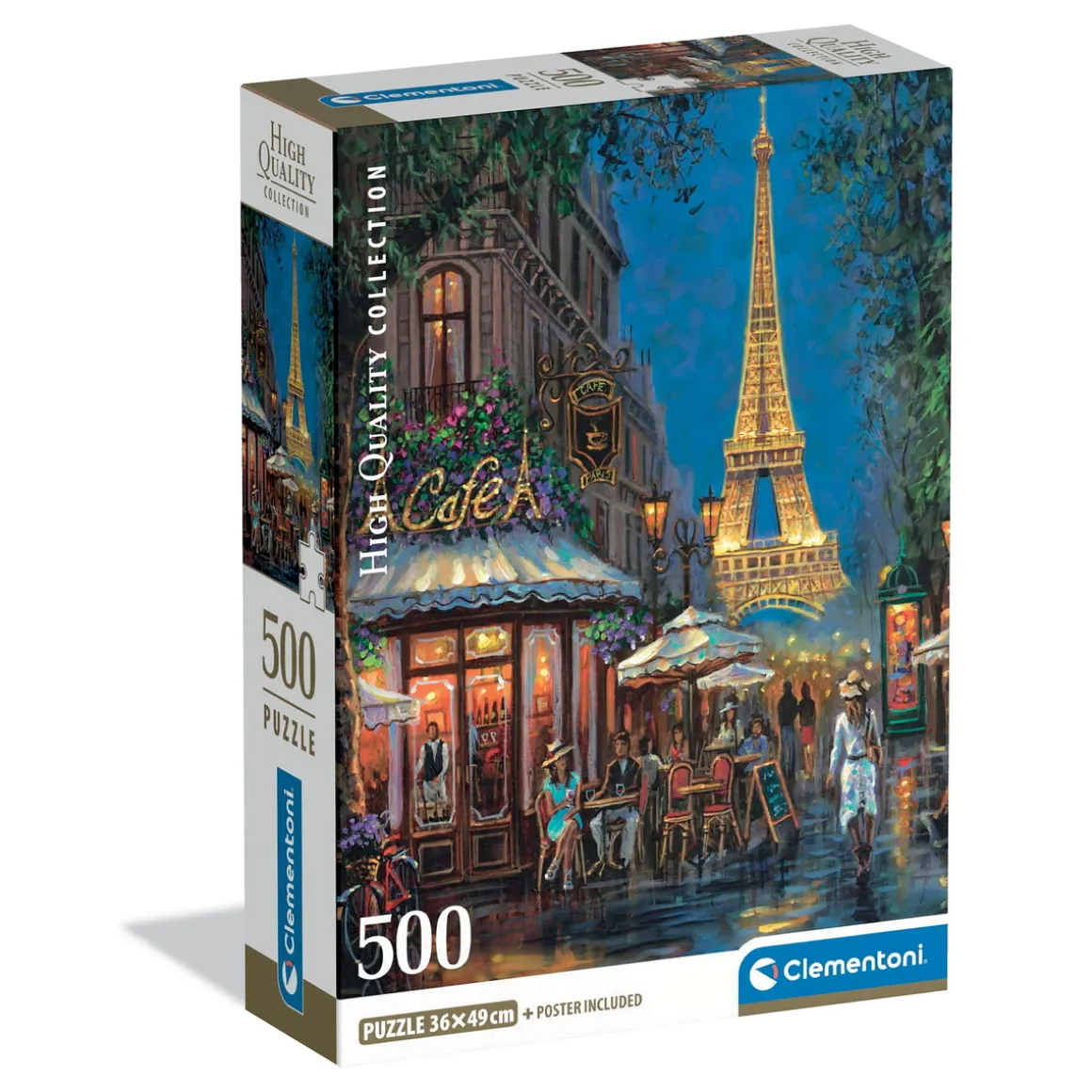 Clementoni puslespil High Quality Collection – Night Eiffel Café, 500 brikker, 36×49 cm