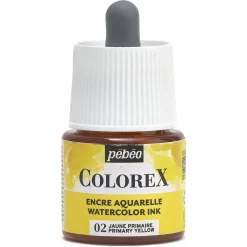 Colorex Watercolor Ink 45 ml Primary Yellow – bøtte med akvarelblæk og pipette