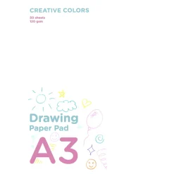 Creative Colors tegneblok til børn A3 (297×420 mm) med 50 ark, 120 g/m²