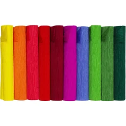 Crepepapir Vibrant joy, 10 ruller a 25×250 cm i stærke farver