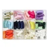 Curved bamboo beads colourful 60 rørperler 35x10 mm og 100 spacers Ø 10 mm