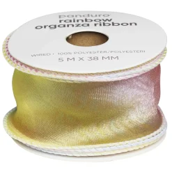 Dekorationsbånd organzabånd rainbow 5 m langt, 38 mm bredt