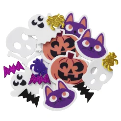 100 dele funky foam/mosgummi med sjove halloweenmotiver