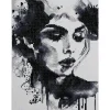 Diamond painting ansigt i sort & hvid akvarelstil 30×40 cm