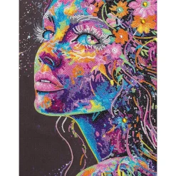 Diamond Painting kvindeansigt, 30×40 cm lærred + perler, silikone og pincet