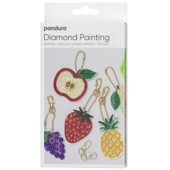 Diamond Painting 5-pak søde nøgleringe i form af frugter, Ø5–7 cm