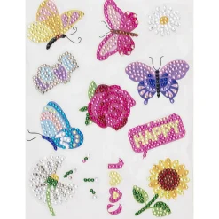 Diamond Painting Stickers, skab 11 klistermærker med insekter og blomster m.m.