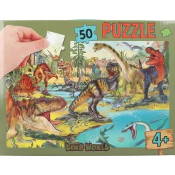 Dino World puslespil, fyldt med dinosaurer! 50 store brikker, 58×40 cm