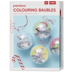 DIY-kit Colouring Xmas Baubles – farvelæg motiver og pynt på 4 julekugler