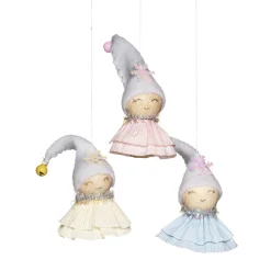 DIY-kit Dancing Xmas Gnomes, julepynt med 6 dansende nisser. Længde 9 cm.