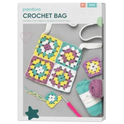 DIY-kit Granny Square Crochet Bag, hækl en sød taske af oldemorfirkanter