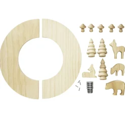 DIY-kit lysestage i træ med dekorationer – Ø30 cm