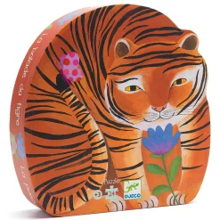 Djeco puslespil Tigers Walk, børnepuslespil med tigermotiv og tigeræske! 24 store brikker, 42×30 cm