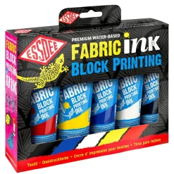 EssDee Fabric Block Printing Ink, 5×100 ml linoleumsmaling til linoleumstryk på stof og tekstiler