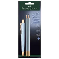 Faber-Castell Poly Ball Urban XB Set, lyseblå/guldtema med kuglepen og blyanter