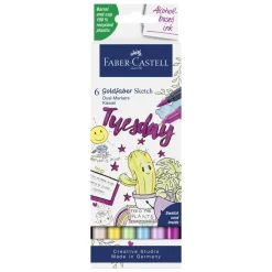 Faber-Castell Sketch Marker Kawaii, 6 tuschpenne med dobbeltspids