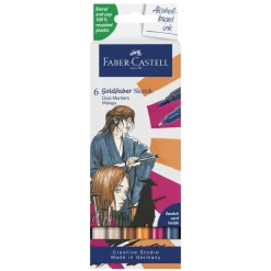 Faber-Castell Sketch Marker Manga, 6 tuschpenne med dobbeltspids