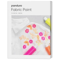 Fabric paint 3×80 ml – 3 neonfarvede tekstilfarver med UV-effekt til både lyst og mørkt stof